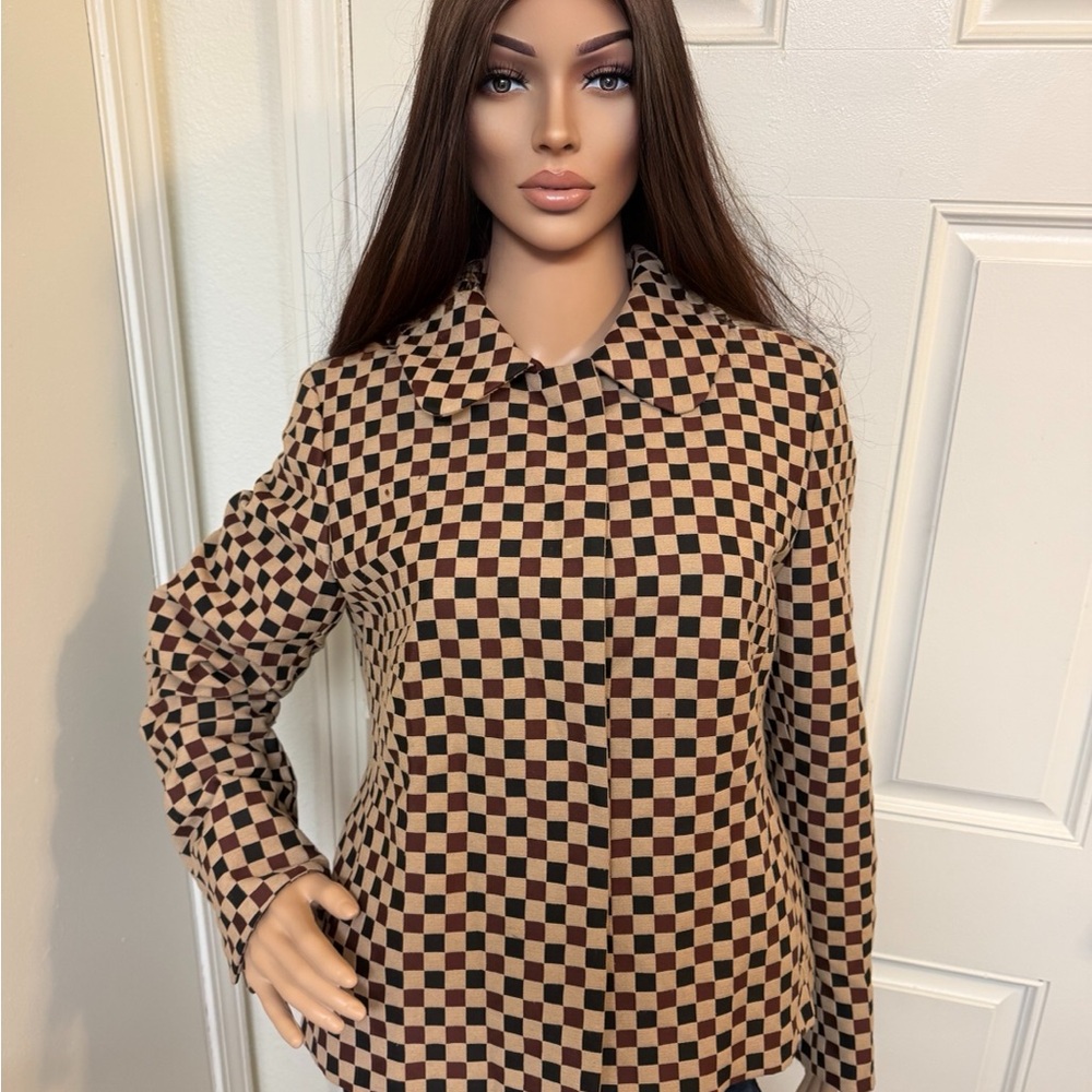 Akris Women's Checkered Blazer in Black and Brown